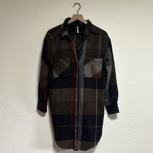 Free People Plaid Shirt Jacket M